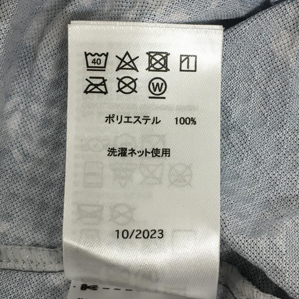超美品】オークリー 半袖ハイネックシャツ ネイビー×白 総柄 凹凸生地