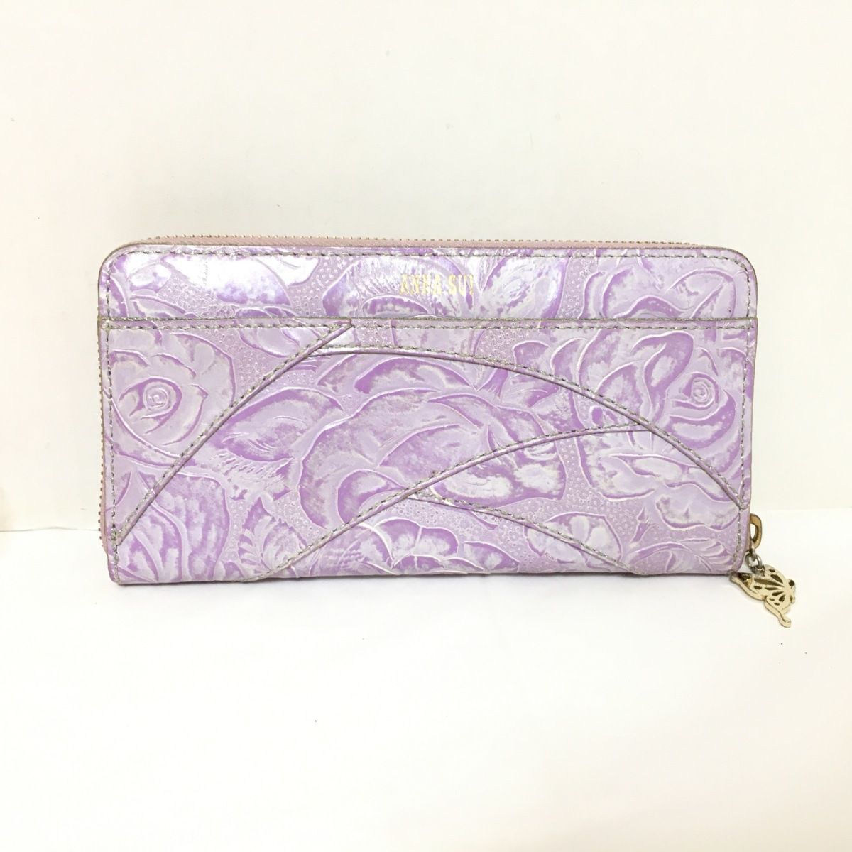 ANNA SUI(アナスイ) 長財布 - パープル×ライトピンク ラウンド 