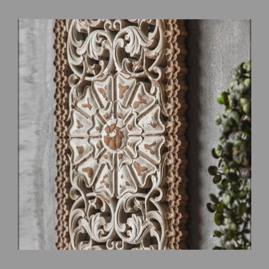 長方形レトロ旧透かし壁飾りアメリカンカントリー木製掛け 廊下彫刻花壁飾りクリエイティブ背景壁飾り