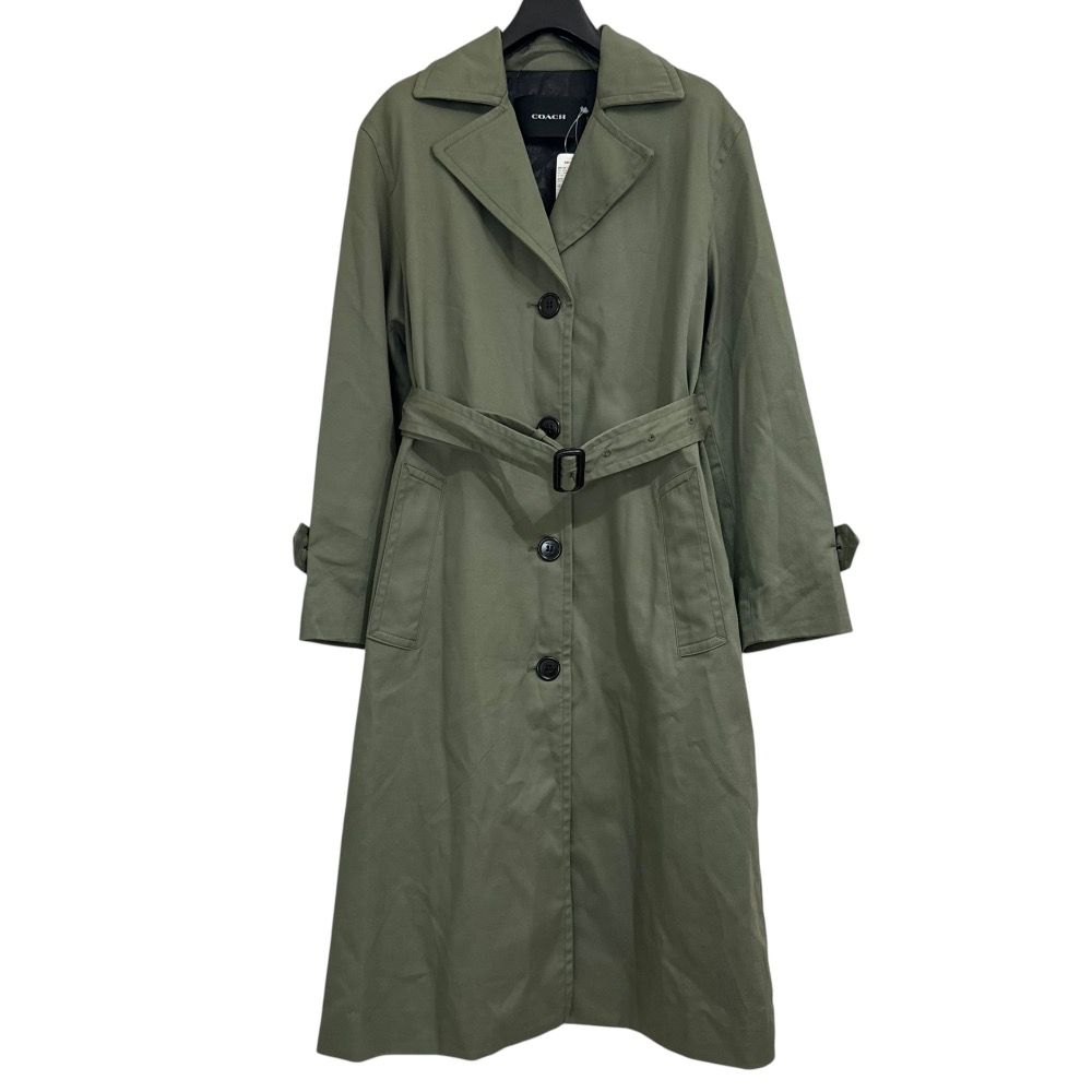♥ 24SS COACH コーチ オーバーサイズド シングルトレンチコート XS カーキ レディース 古着