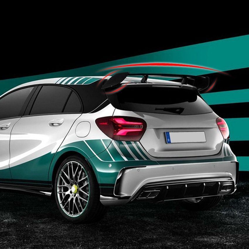 | メルセデス ベンツ Aクラス A180 A200 A260 W176 AMG リアウィングトップウィングディフューザー 外装改装 | ABS素材 | スチールブラック