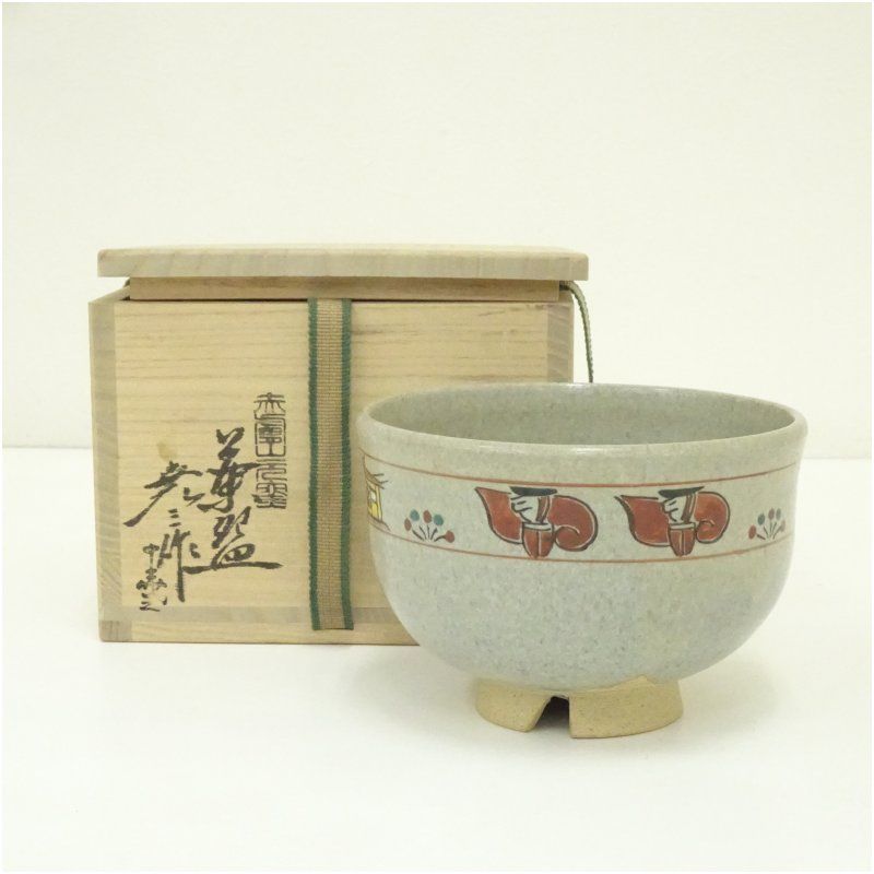Ｎ４９９　茶碗　『赤膚焼』『七代　古瀬尭三造』　抹茶碗　共箱　茶道具 N499 茶碗 『赤膚焼』『七代 古瀬尭三造』 抹茶碗 共箱