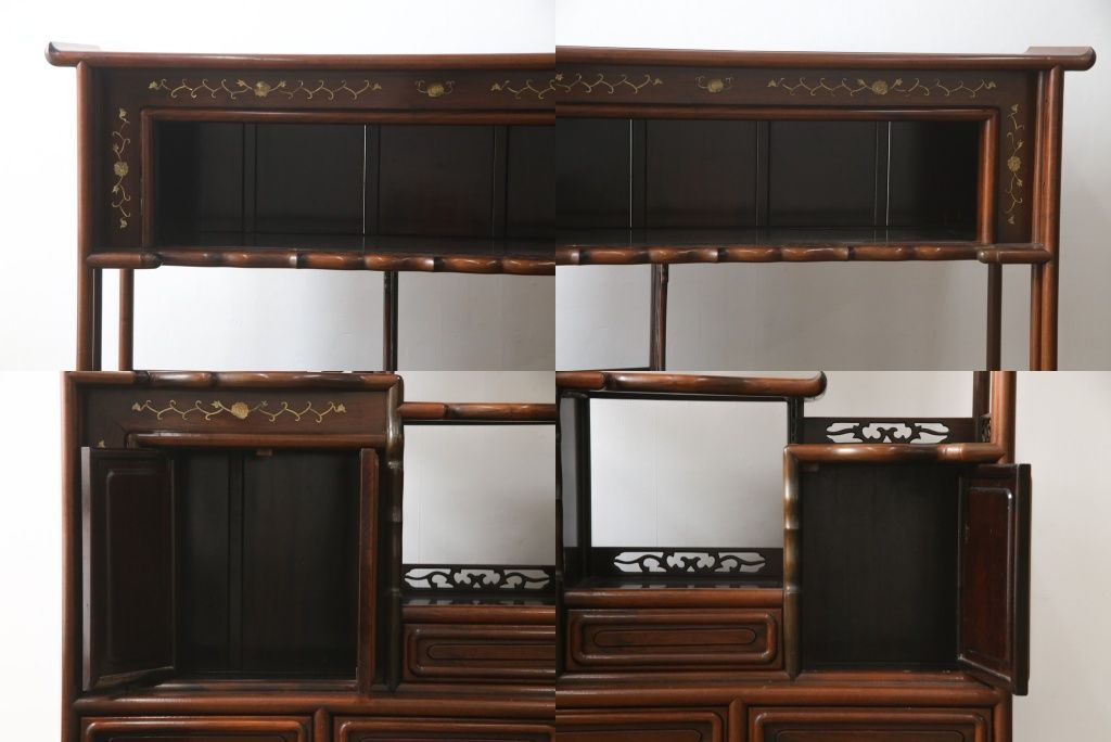 ☆事前問合せ必須☆ 飾り棚 和製ビンテージ 花梨 カリン材 螺鈿 ラデン