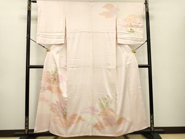 平和屋着物▽訪問着 駒刺繍 絞り 雲取り花文 金彩 やまと誂製 正絹