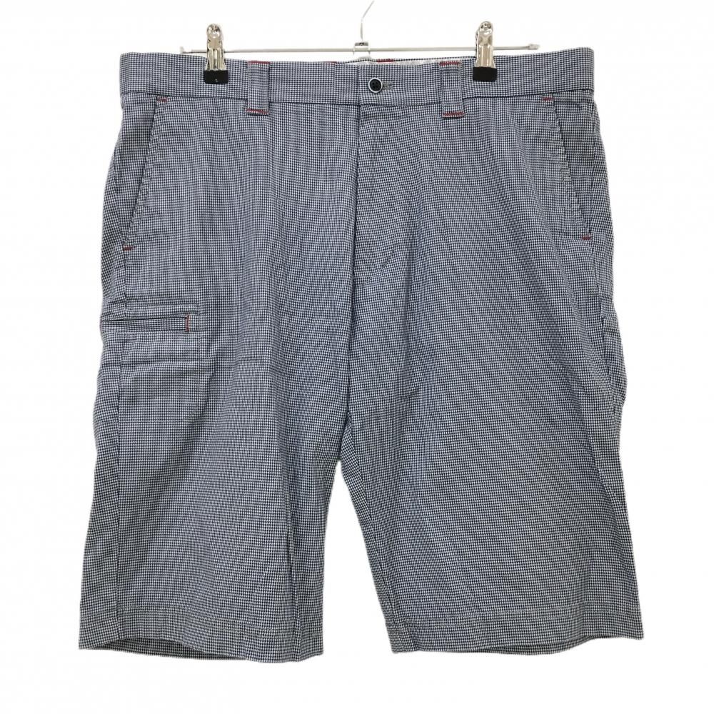 【美品】アシュワース ハーフパンツ ネイビー×白 千鳥格子 メンズ 91 ゴルフウェア ASHWORTH