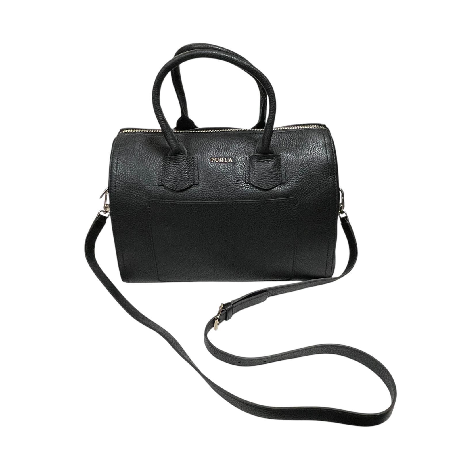 ◆ ◆ FURLA フルラ ミニボストン ショルダーバッグ 2way 斜め掛け ブラック ゴールド金具 レザー 本体のみ V87958NM