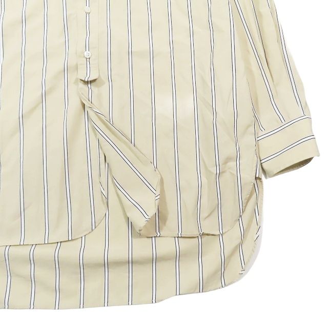 20aw cantate カンタータ ストライプ柄 バンドカラー ロング丈 シャツ 