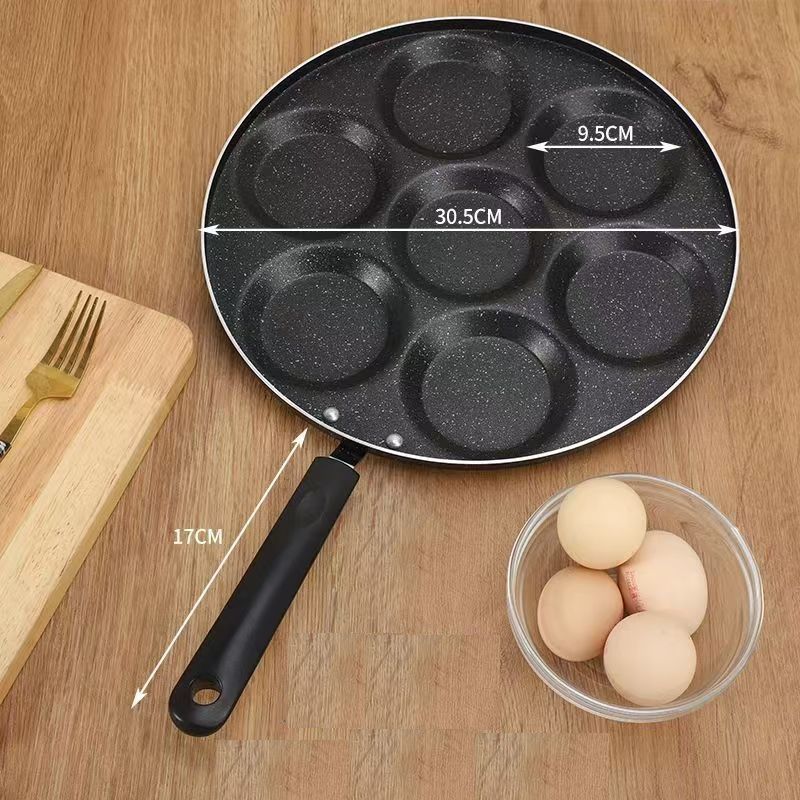 新品フライパン 7つ穴 目玉焼き 作り置き 大量 オムレツ 朝食 昼食 夕食 大人数 パンケーキ 卵 卵焼き キッチン 便利 グッズ