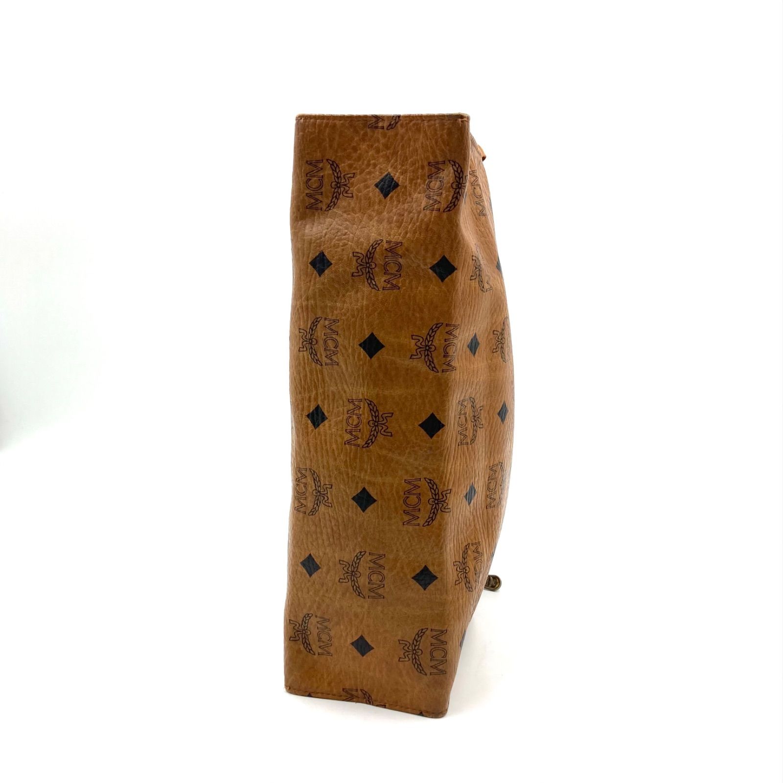 【美品】MCM セカンドバッグ　ブラウン　レザー　ヴィセトス　スタッズ 美品】MCM セカンドバッグ ブラウン レザー ヴィセトス スタッズ