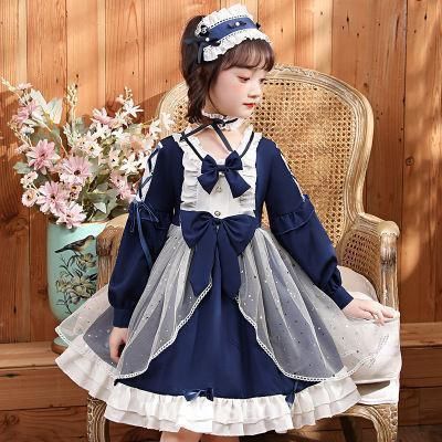 3点セット 子供ドレス ロリータ キッズ ワンピース ロリータ風ワンピ 女の子 メイド服 コスプレ コスチューム ギフト 裏起毛 クリスマス 髪飾り付き ロング丈