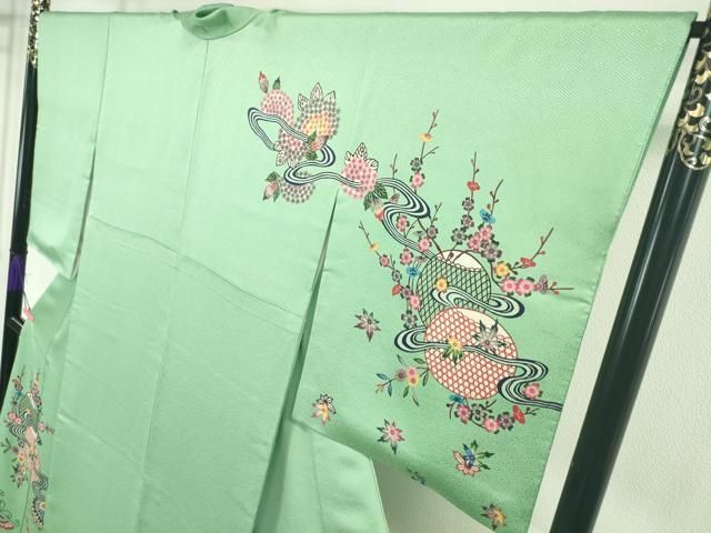 平和屋本店□最高級 城間栄順 本場琉球紅型 訪問着 舞蝶網干花文 若