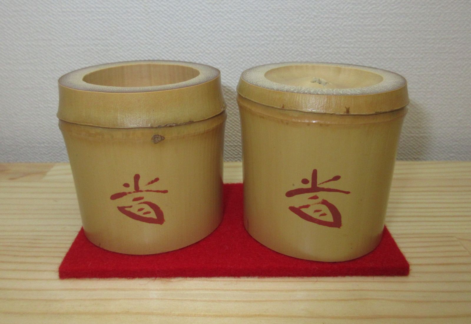 逢絢亭 茶道具 竹蓋置 一双 藤井誡堂書付 西川楳玄作 共箱入り