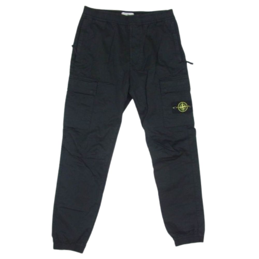 STONE ISLAND ストーンアイランド 22AW 771531314 ガーメントダイコットンウールストレッチサテンシャーリングテーパードリブカーゴパンツ ブラック系 31