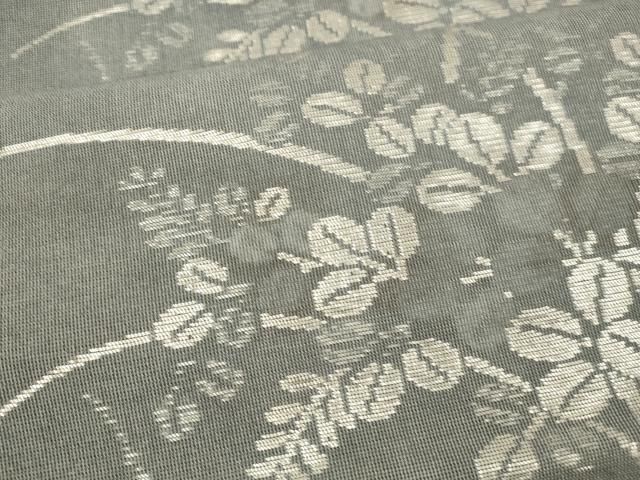 平和屋着物＊夏物　六通柄袋帯　草葉文　銀糸　正絹　逸品　DAAY8488cm 平和屋着物＊夏物 六通柄袋帯 草葉文 銀糸 正絹 逸品 DAAU8438cm