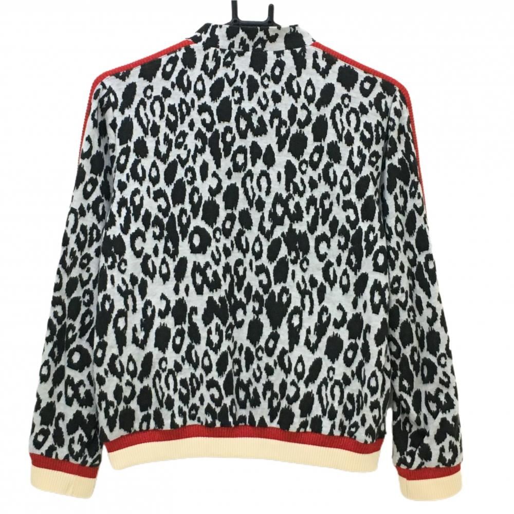 アルチビオ ジャケット 黒×白×レッド レオパード総柄 裏地付 レディース 40 L ゴルフウェア archivio