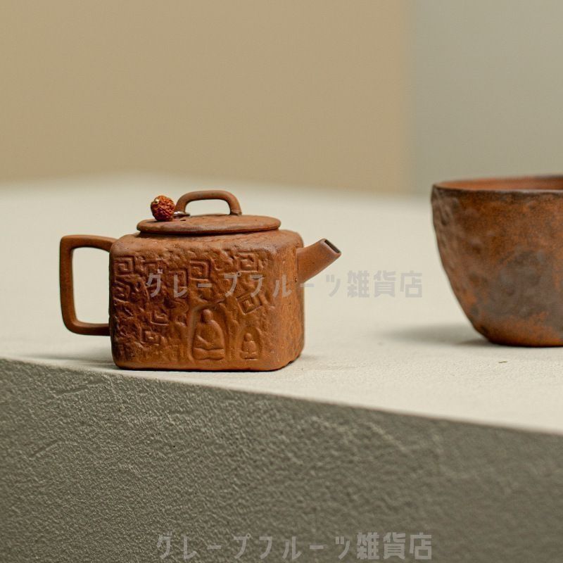 茶器 岩鉱陶泥ハスの葉手摑茶壺 煎茶器 新品未使用 IwaiLoft 本番 中国宜興 紫砂 茶壺 急須 セット オシャレ 紫砂壷