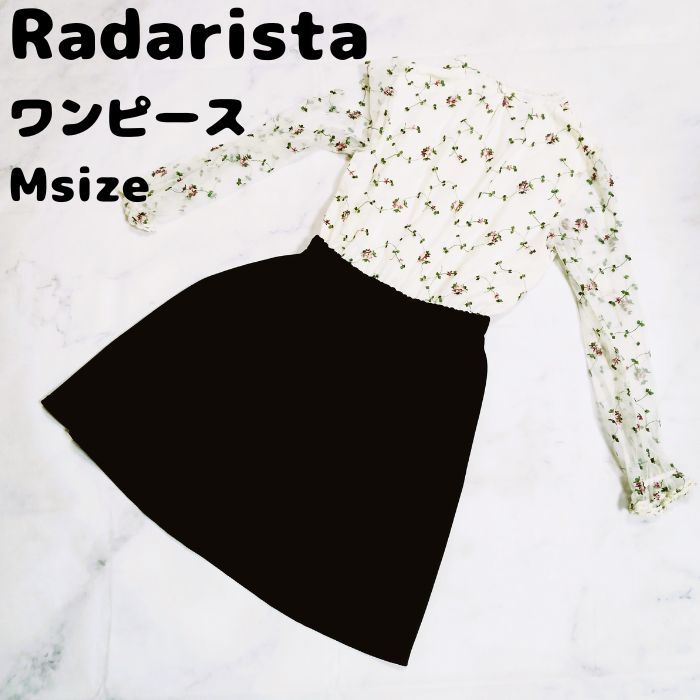 美品】花柄ワンピース Mサイズ ひざ丈スカート ゴムウエスト Radarista