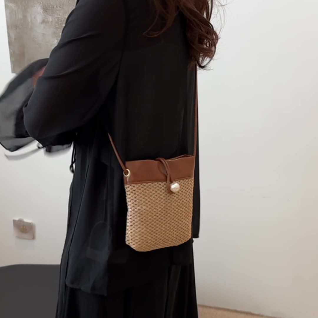 ショルダーバッグ 夏 新作 ラフィア 草編み スマホバッグ 小型