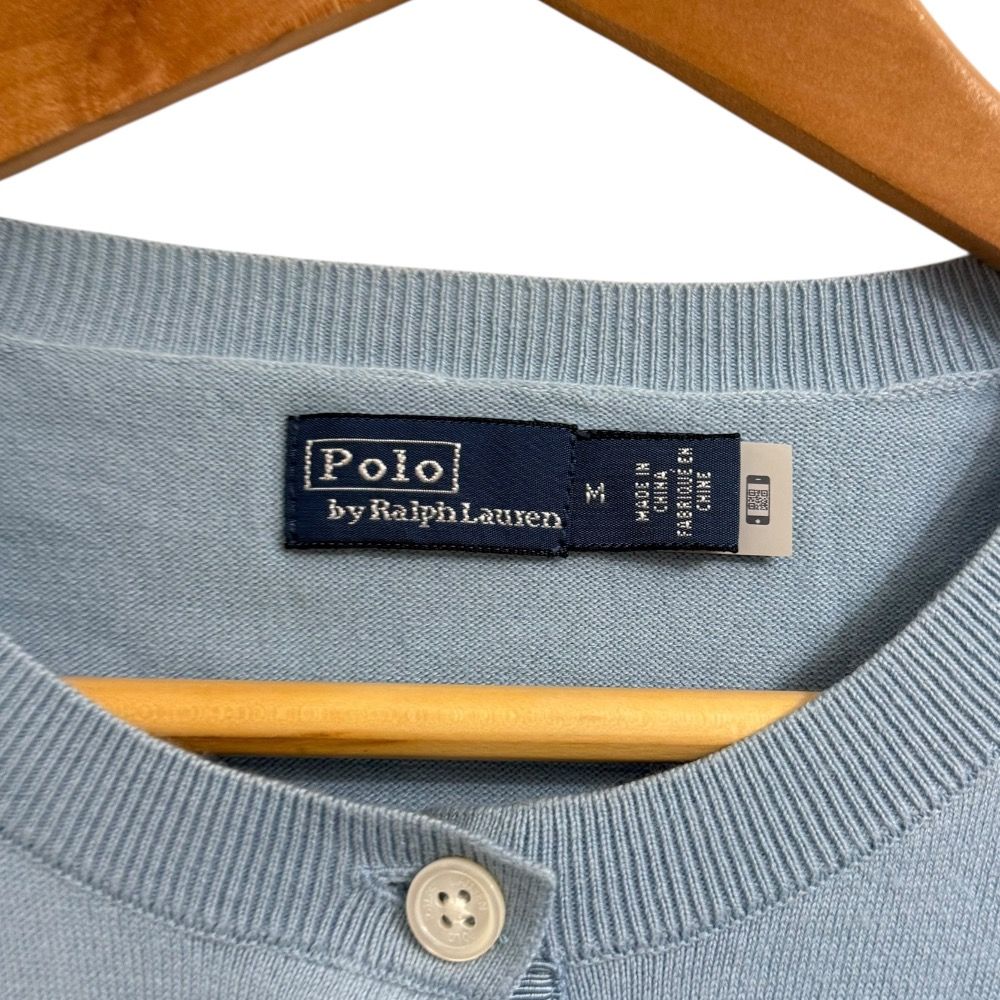 POLO RALPH LAUREN - 美品 Polo by Ralph Lauren ポロバイラルフローレン カーディガン＋半袖 セーター アンサンブルニット M ライトブルー レディース 古着 中古 USED 美品 Polo by Ralph Lauren ポロバイラルフローレン