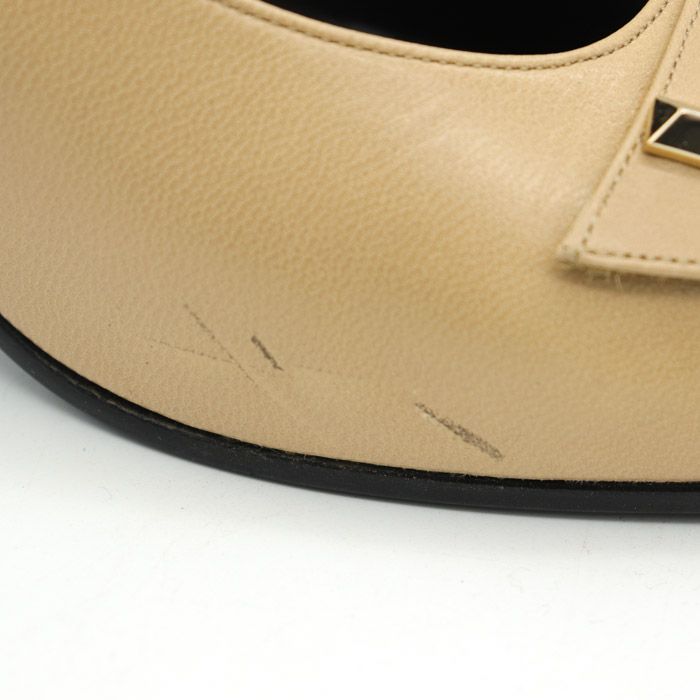 イヴ・サンローラン パンプス ベルトモチーフ ミドルヒール ブランド シューズ 靴 レディース 36.5サイズ ベージュ YVES SAINT LAURENT