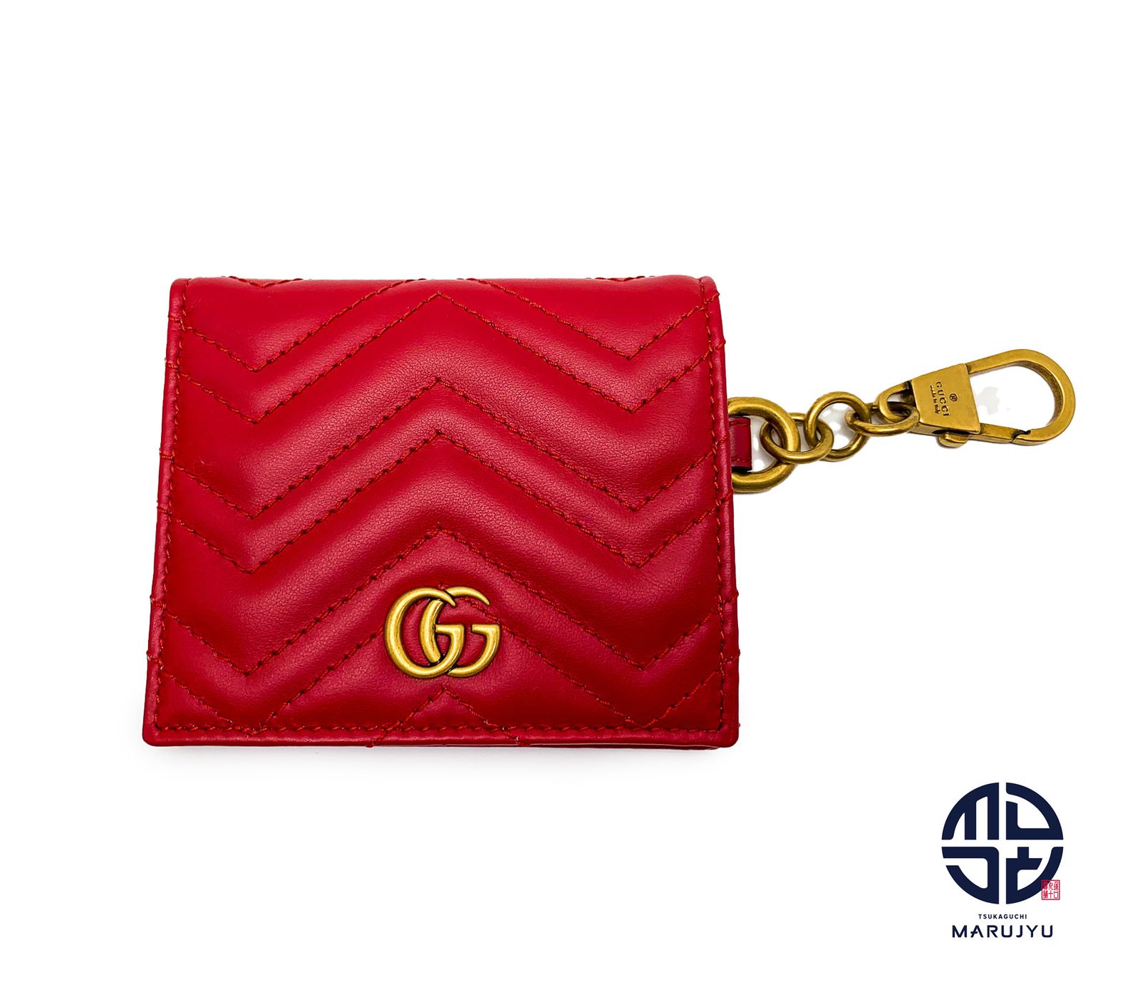 GUCCI グッチ 546579 GGマーモント 赤 カードケース 札入れ キーリング
