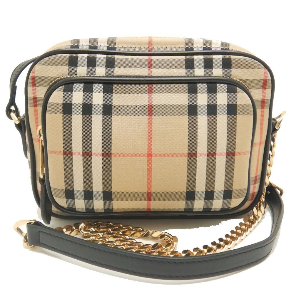 BURBERRY バーバリー SMカメラバッグ 8015946 ショルダーバッグ ヴィンテージチェック キャンバスxレザー ベージュ/251909【中古】