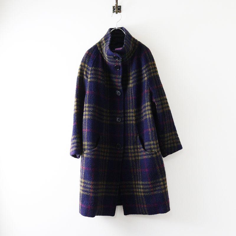 Paul Smith ポールスミス タータンチェック モヘア コート ポールスミス Paul Smith ウール モヘヤブレンド スタンドカラー