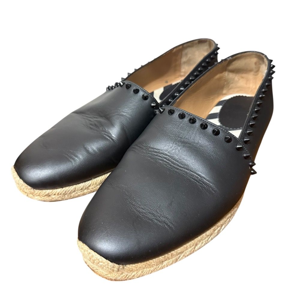 Christian Louboutin クリスチャンルブタン スタッズ エスパドリーユ スリッポン スニーカー 26cm相当 ブラック メンズ 古着