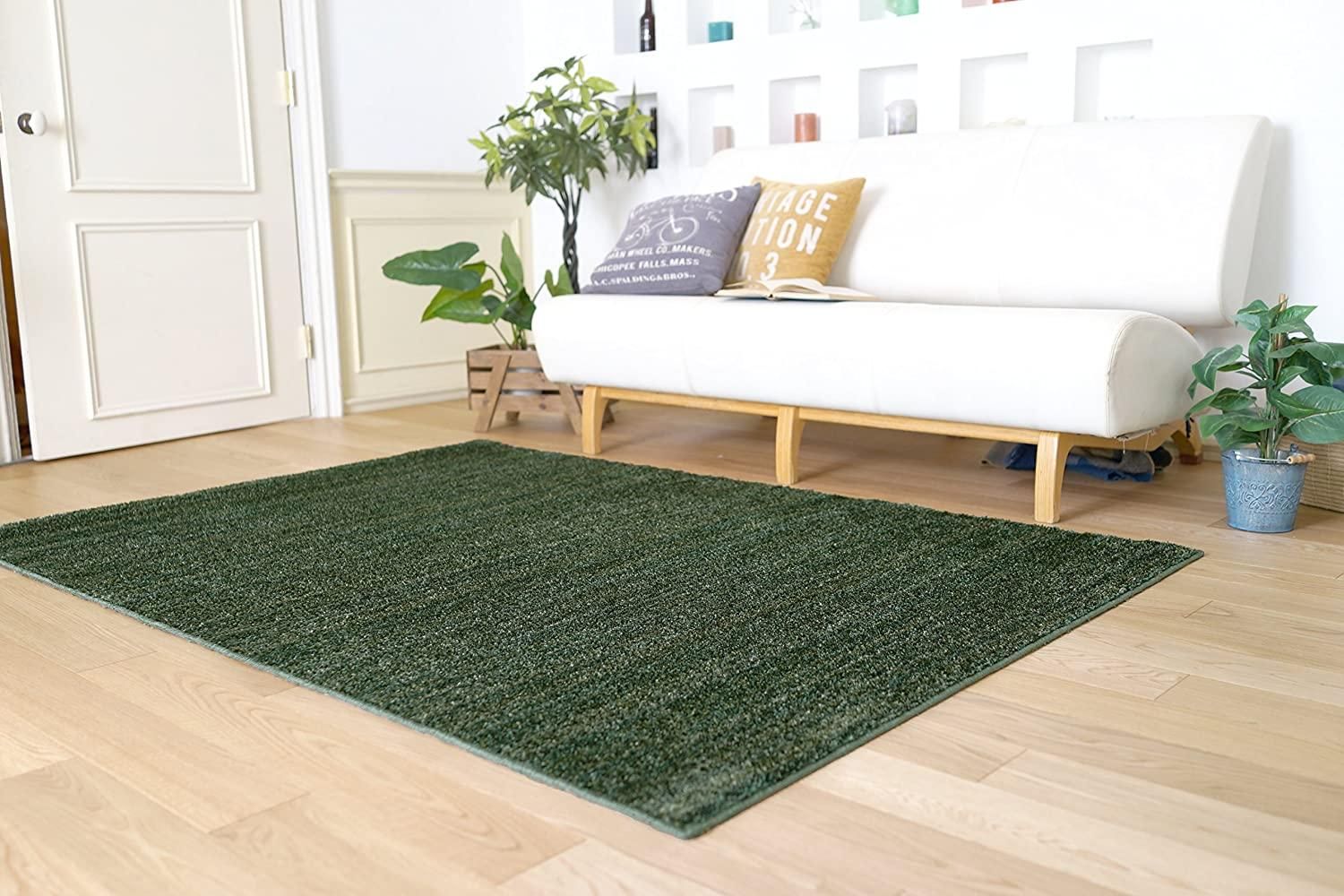 3営業日で発送 スミノエ ラグ カーペット フォレストグリーン 200×200cm 防ダニ 防炎 リュストル