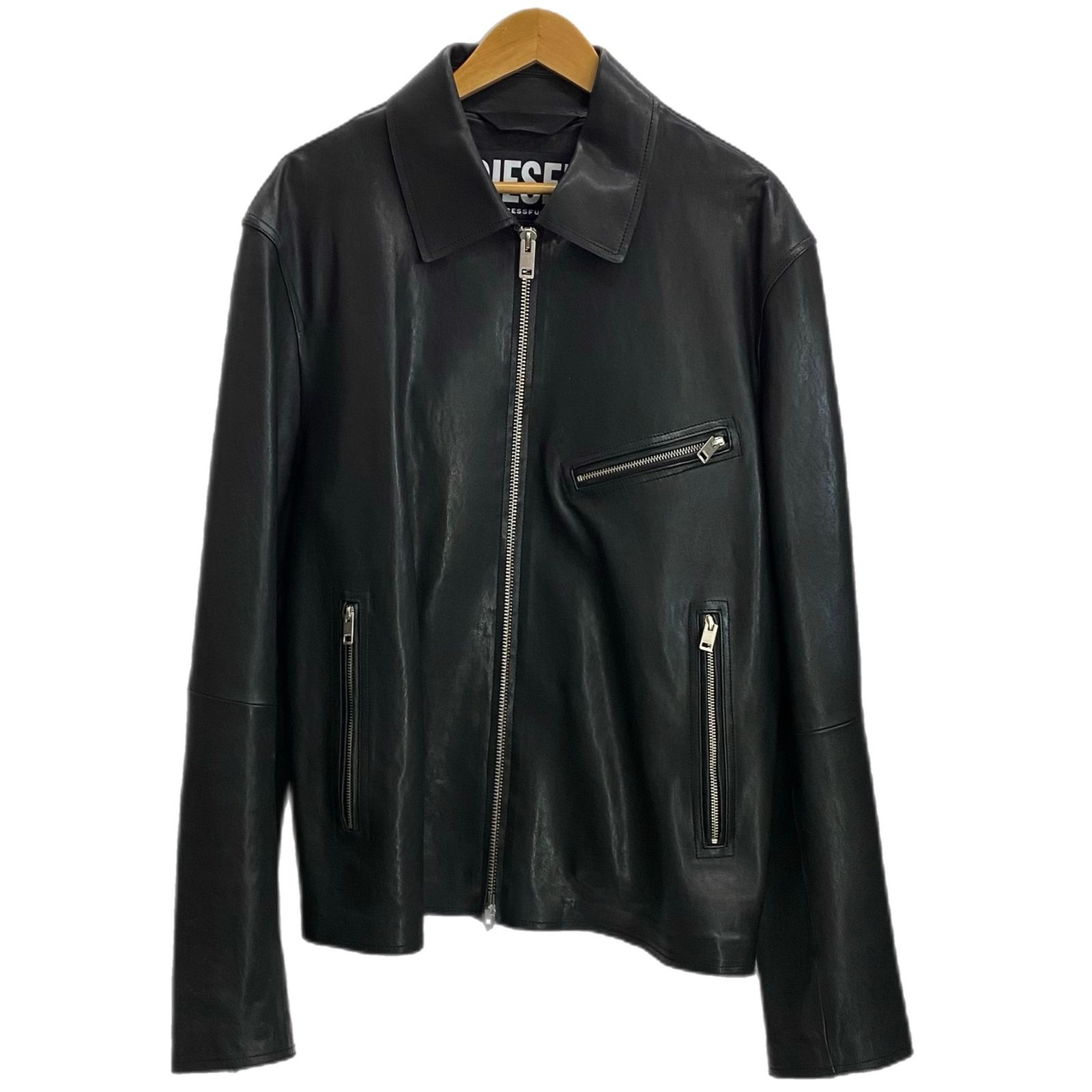 ディーゼル DIESEL l-korn-a Leather jacket with embossed Oval D