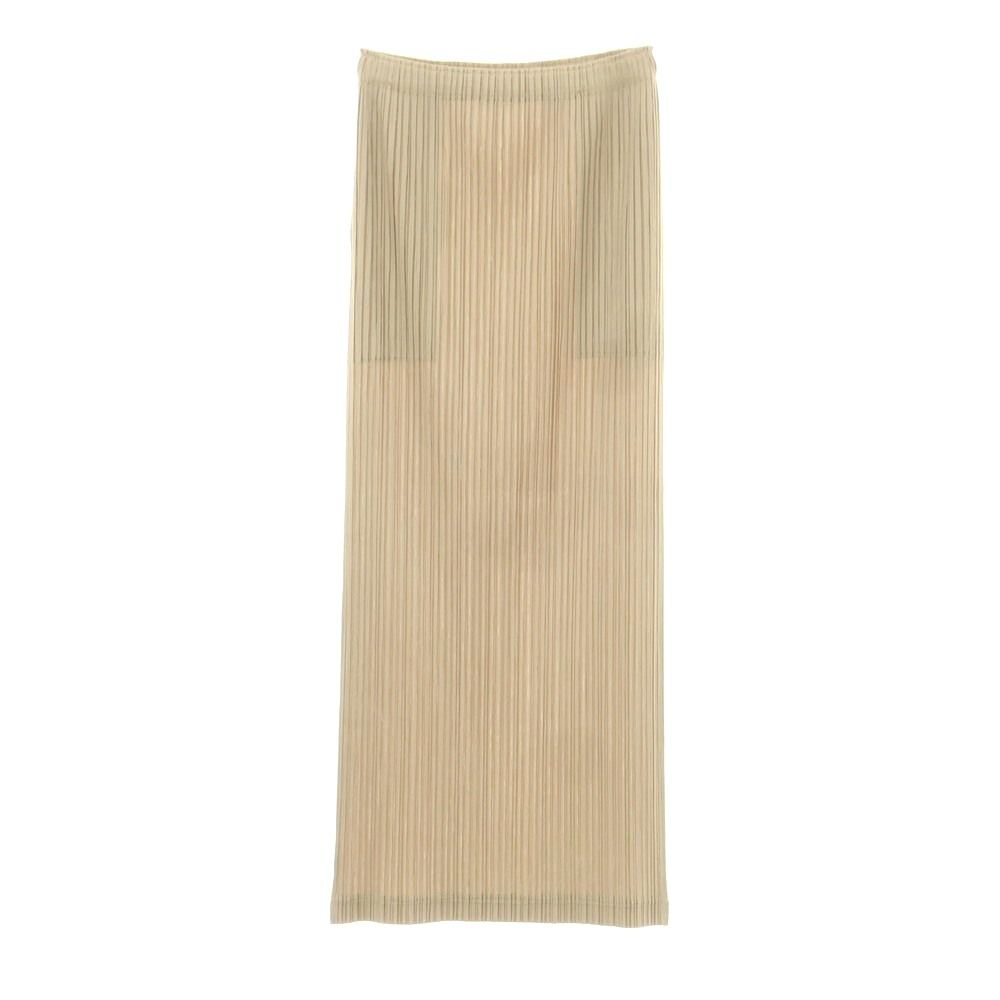 プリーツプリーズ PLEATS PLEASE 秋冬 プリーツ マキシ丈スカート ダークベージュ サイズ表記なし L位 レディース