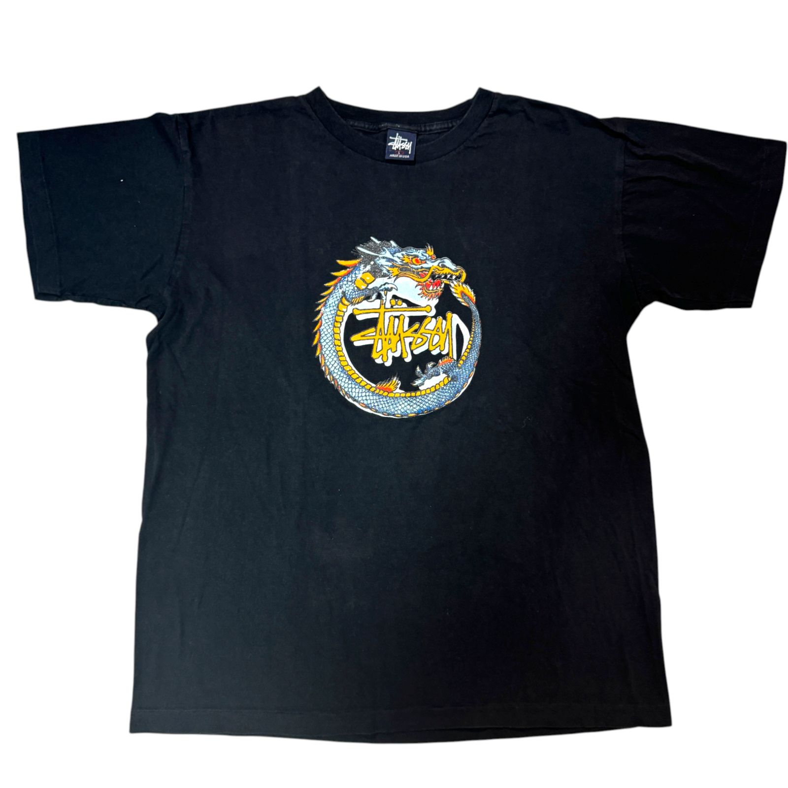 90s old stussy サークル ドラゴン プリント Tシャツ Lサイズ 90s old stussy サークル ドラゴン プリント Tシャツ Lサイズ
