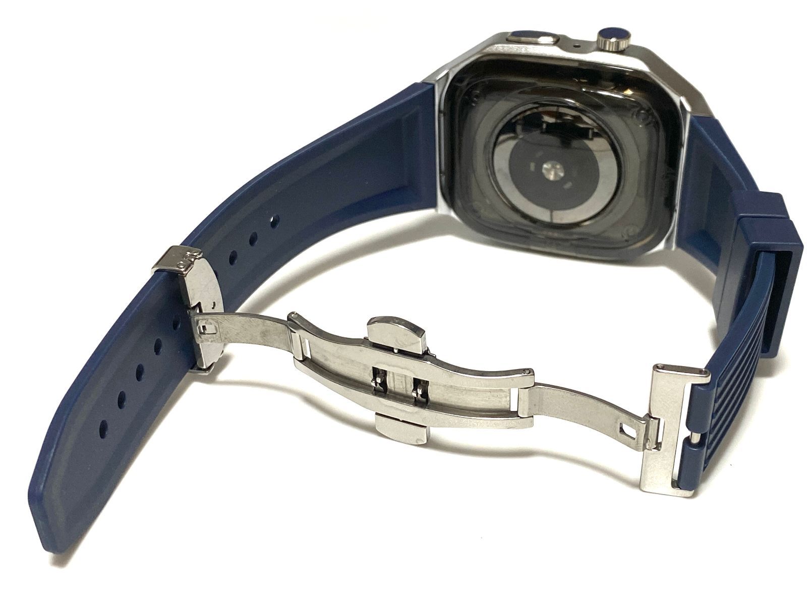 40 41 シルバー apple watch メタルカスタムケース ラバーバンド 40 41 シルバー apple watch メタルカスタムケース ラバーバンド