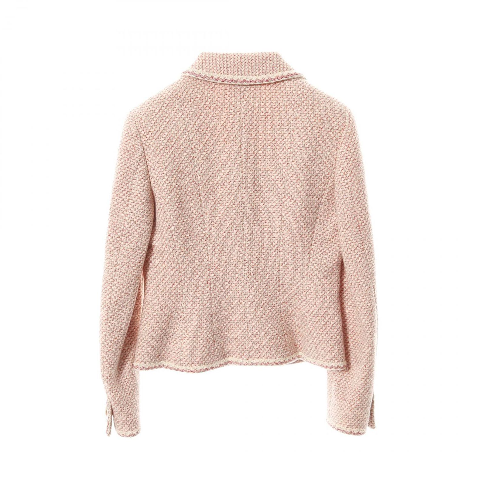 シャネル CHANEL ココマークボタン ツイード P18677V10479 ピンクxオフホワイト カシミヤ シルク ジャケット レディース Used A