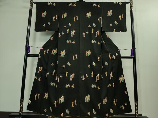 平和屋着物■極上　小紋　人物文　黒地　逸品　DZAA9894kh5 平和屋着物□極上 小紋 人物文 黒地 逸品 DZAA9894kh5 - メルカリ