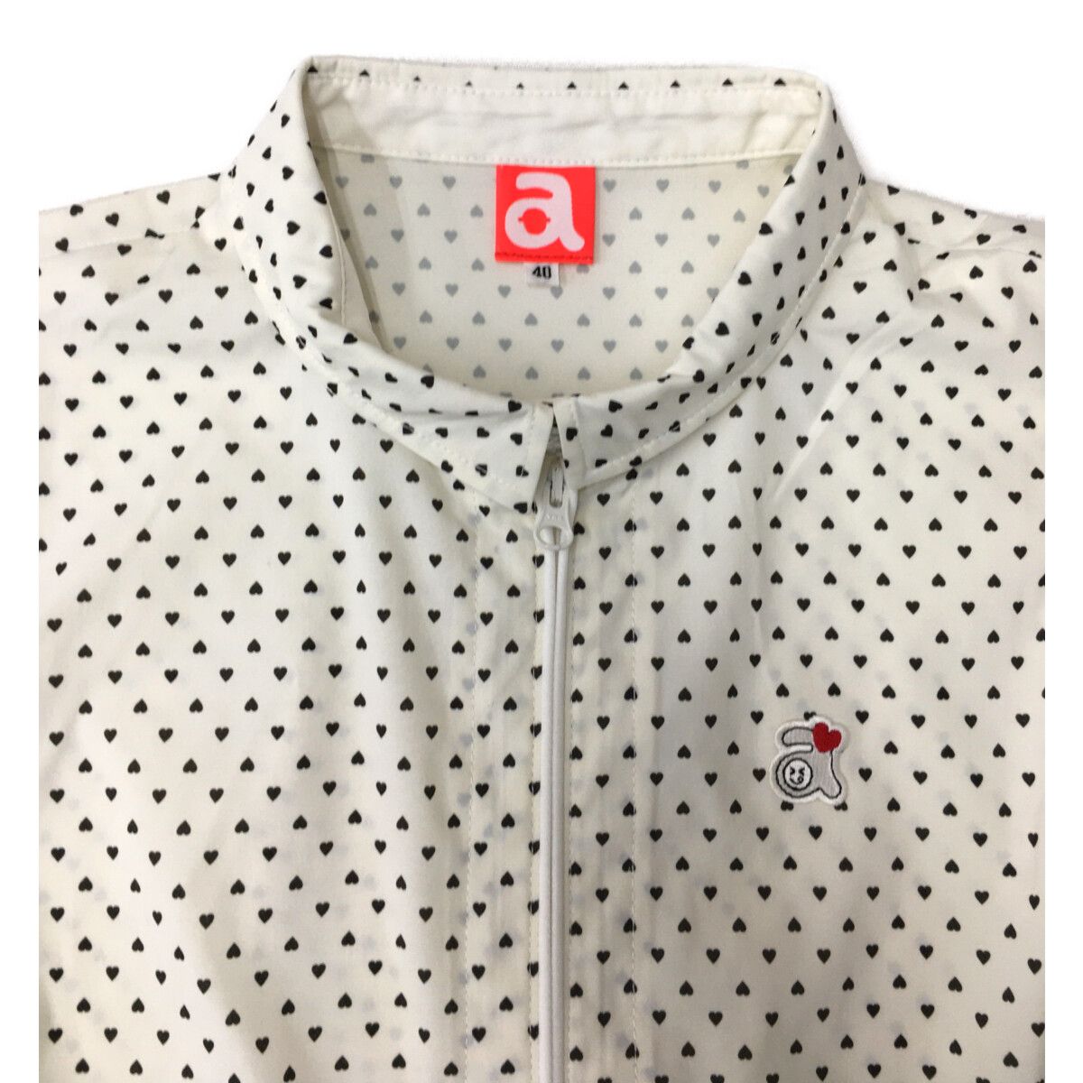 archivio - coco 中古 アルチビオ archivio レディース フルジップアウター 40(L) 白 ホワイト 長袖ダブルジップアウター 薄手  ハートドット柄 中古 レディース アルチビオ archivio フルジップアウター 40(L