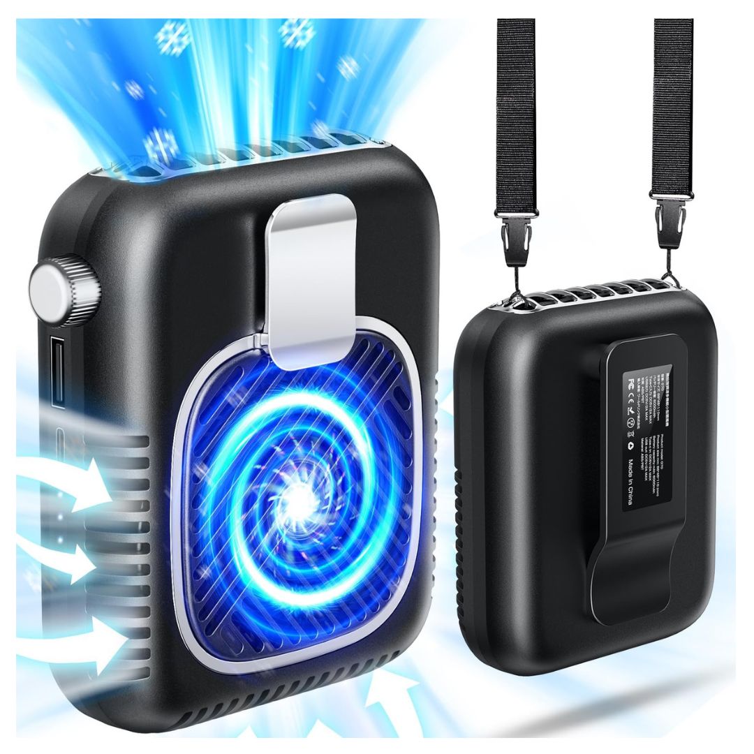 首かけ ハンディファン 充電 モバイルバッテリー 3000mAh ブルー 楽天