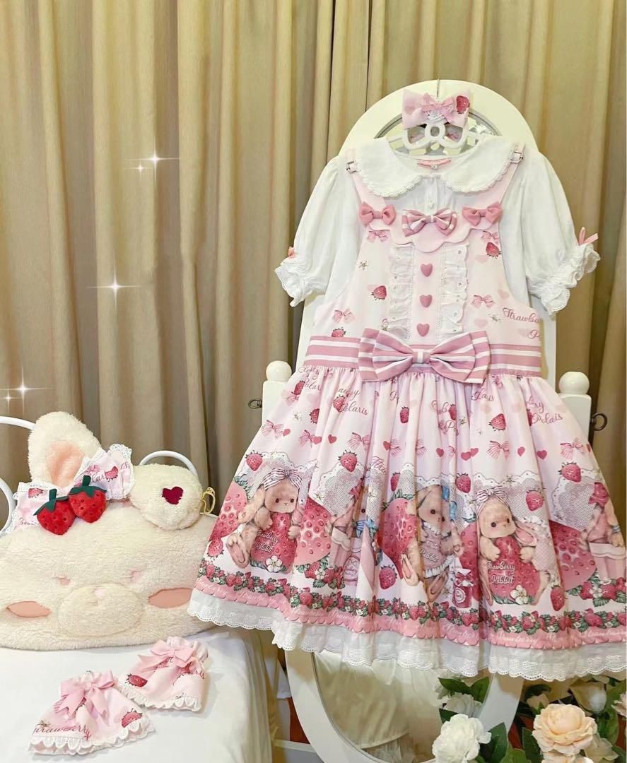 いちごうさぎ柄ロリータ♪ワンピース＆ブラウス2点セット