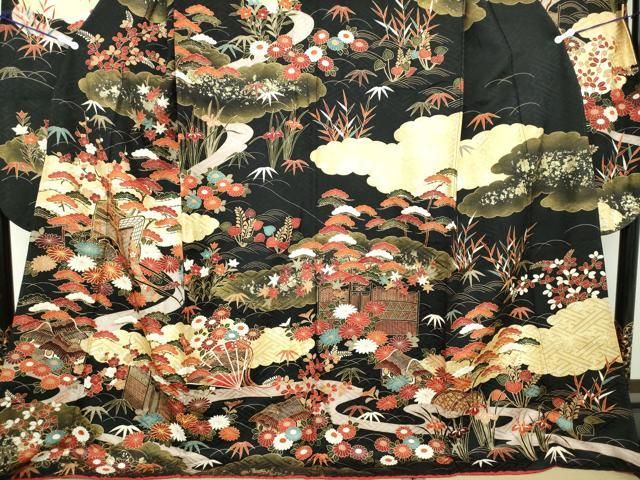 平和屋着物○豪華振袖 風景草花文 暈し染め 金彩 正絹 逸品 AAAX0006np