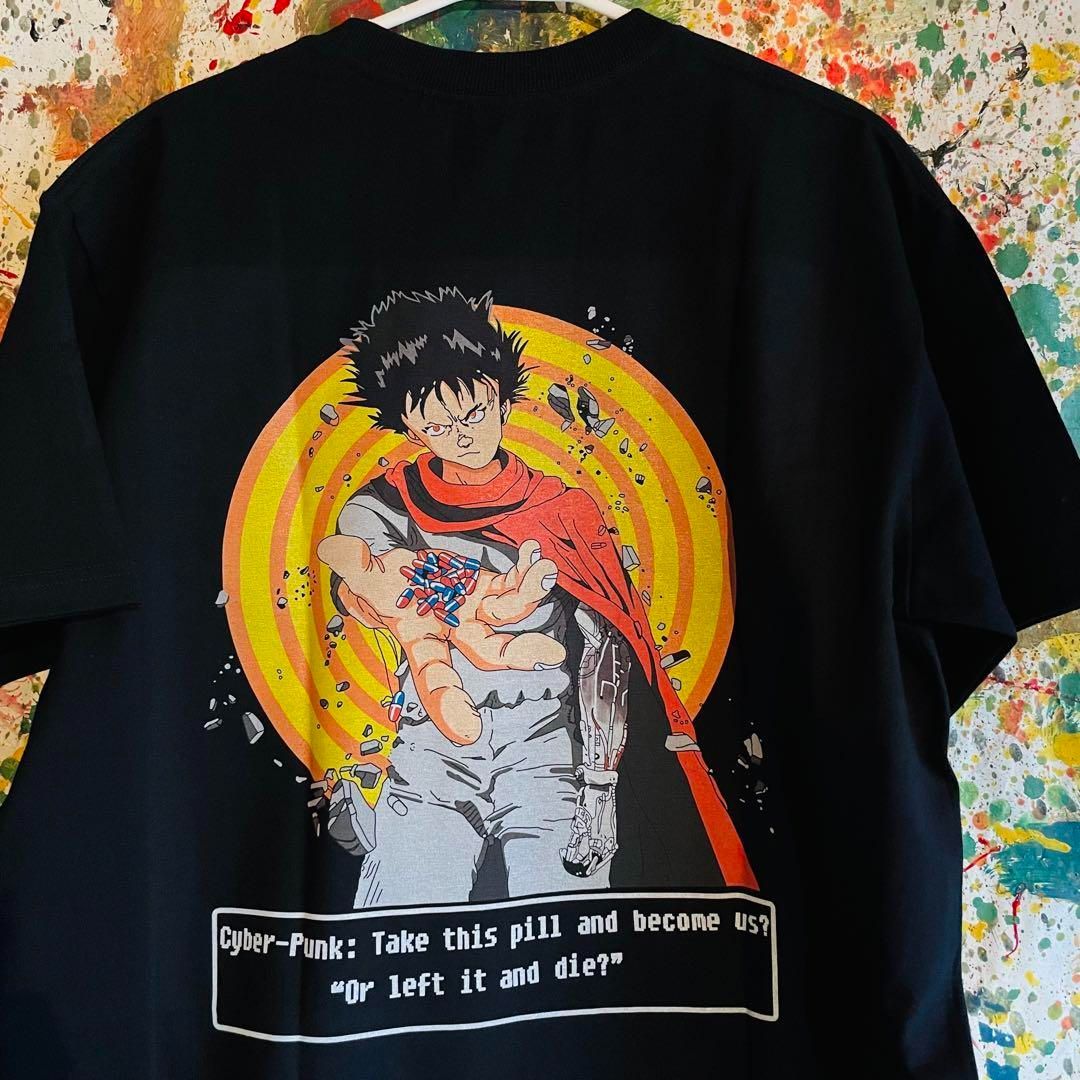 アキラ リプリント Tシャツ 半袖 メンズ 新品 個性的 黒 XL AKIRA ネオ