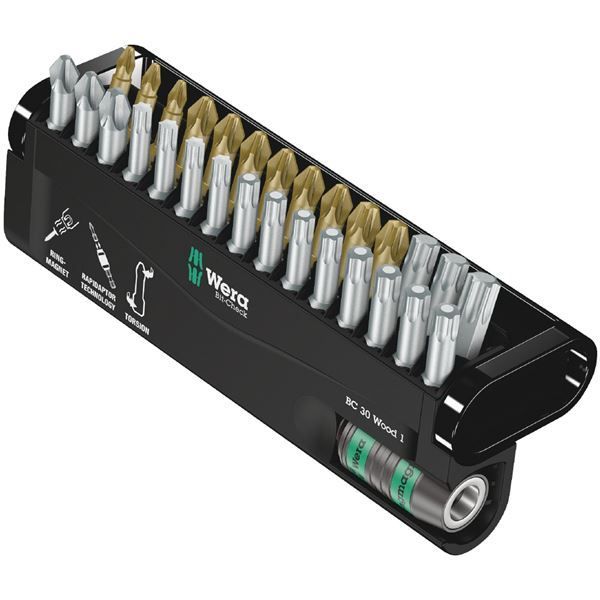 WERA ヴェラ 30点組 差込6.35mm ビットチェック 木工用ビットセット 057433 工具 ツール DIY 作業工具 道具