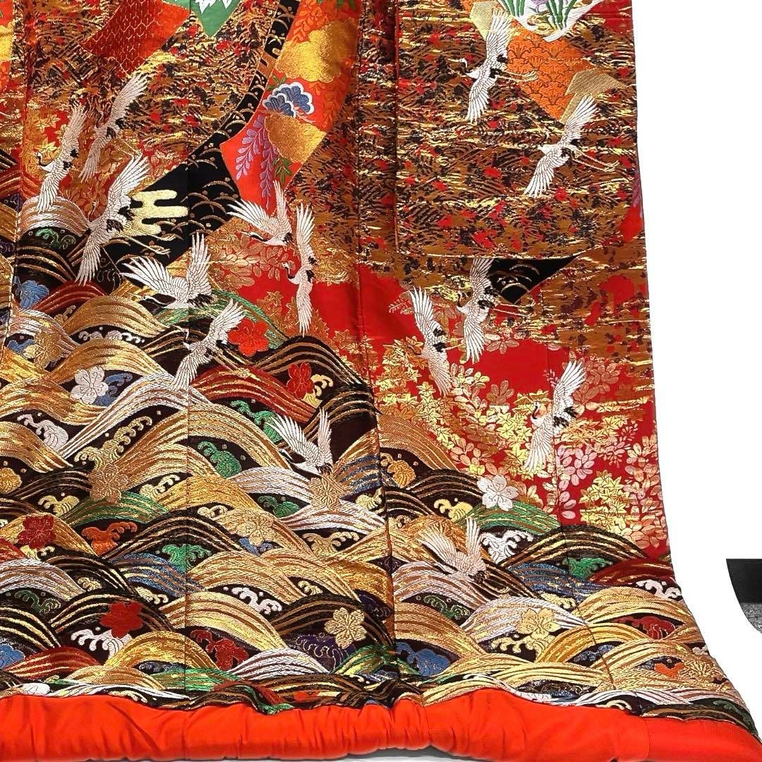 カネボウ 唐織 花紋 楓 菊花 鴛鴦 打掛 着物 034a p ③