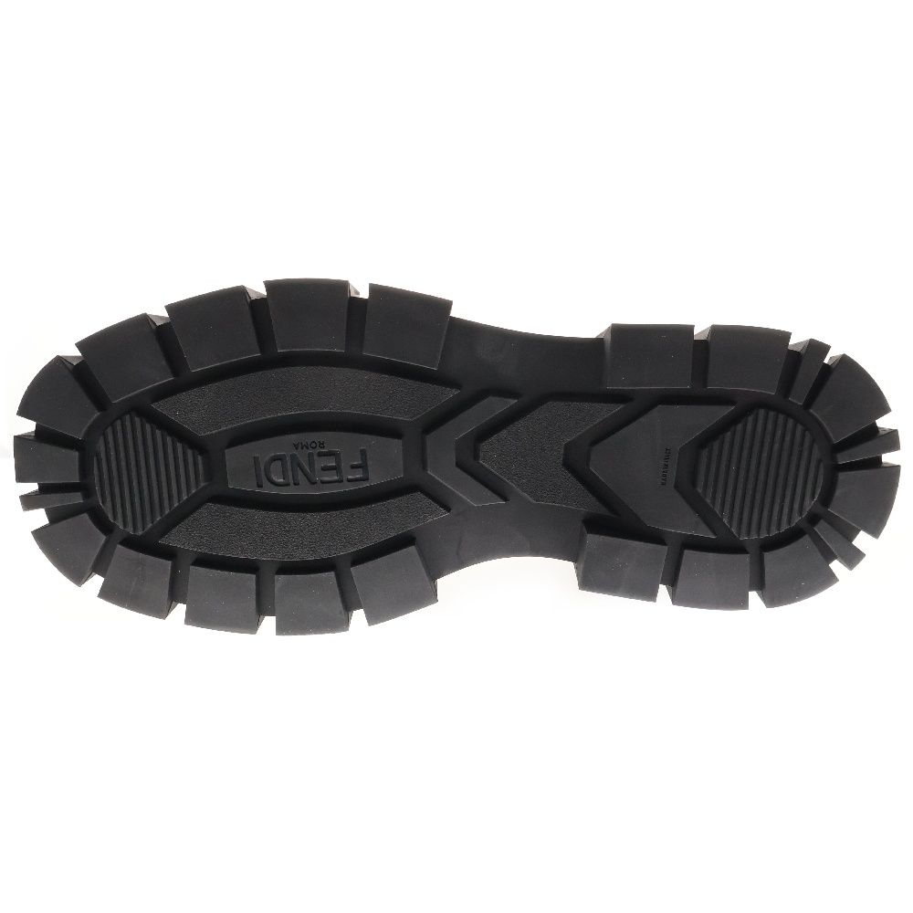 FENDI フォース ズッカ柄 レースアップブーツ厚底 ブラック レザー フェンディ フォース バイカーブーツ レザー ブラック | Fendi