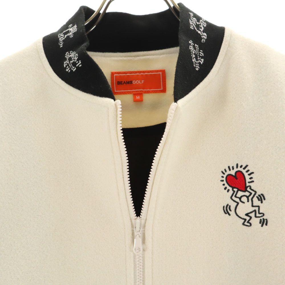 ビームスゴルフ × キースヘリング コラボ ゴルフ フリース ブルゾン M 白系 BEAMS GOLF × Keith Haring レディース ビームスゴルフ × キースヘリング コラボ ゴルフ フリース