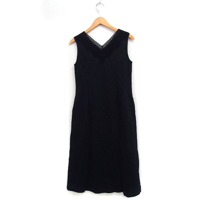 エブール ebure Aライン ロング ワンピース レース ノースリーブ V  