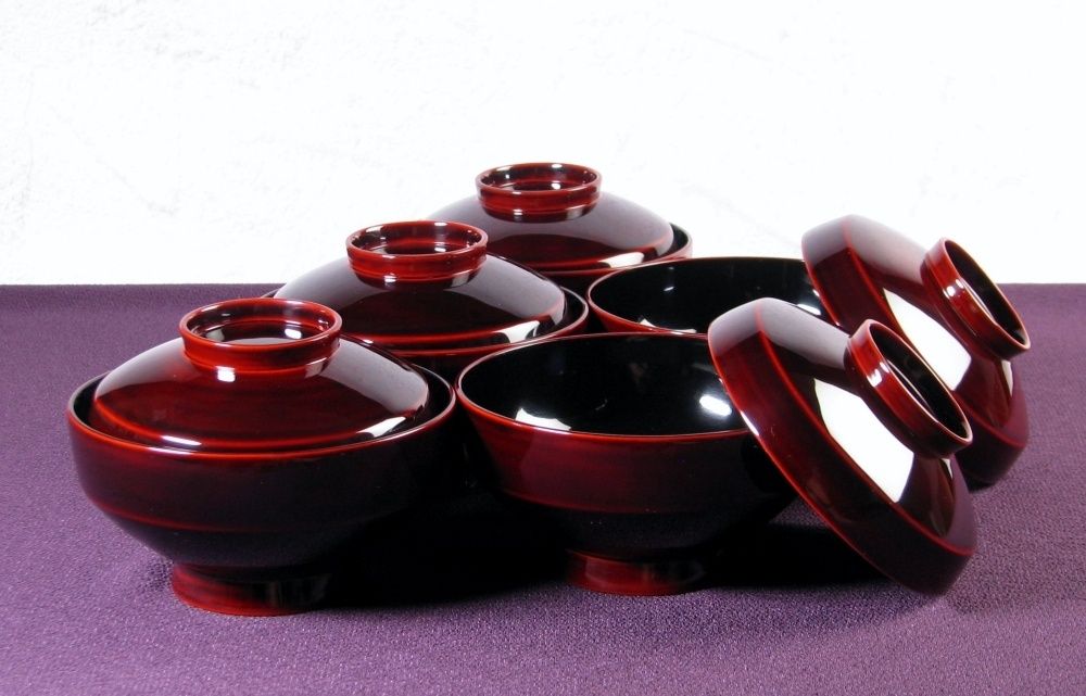 見返松鶴蒔絵 吸物椀5客