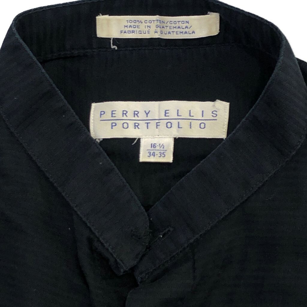 90年代 PERRY ELLIS ペリー エリス ノーカラー 長袖シャツ