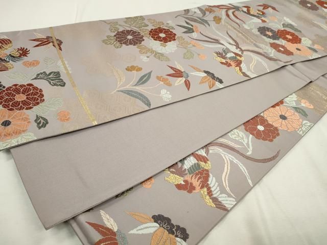 平和屋着物○六通柄袋帯 唐織 鳳凰枝葉文 金糸 正絹 逸品 CAAV5264yk