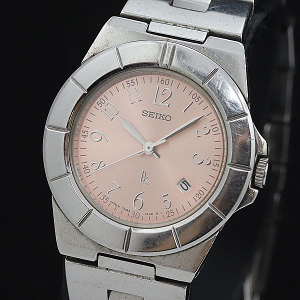 稼動 セイコー QZ ルキア 7NB2-0620 ピンク系文字盤 ラウンド デイト  