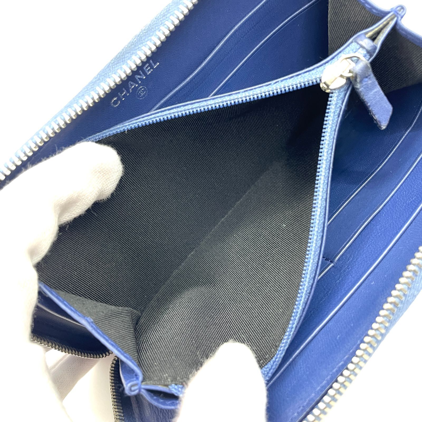 シャネル 長財布美品 ダークネイビー CHANEL❤︎キャビアスキン